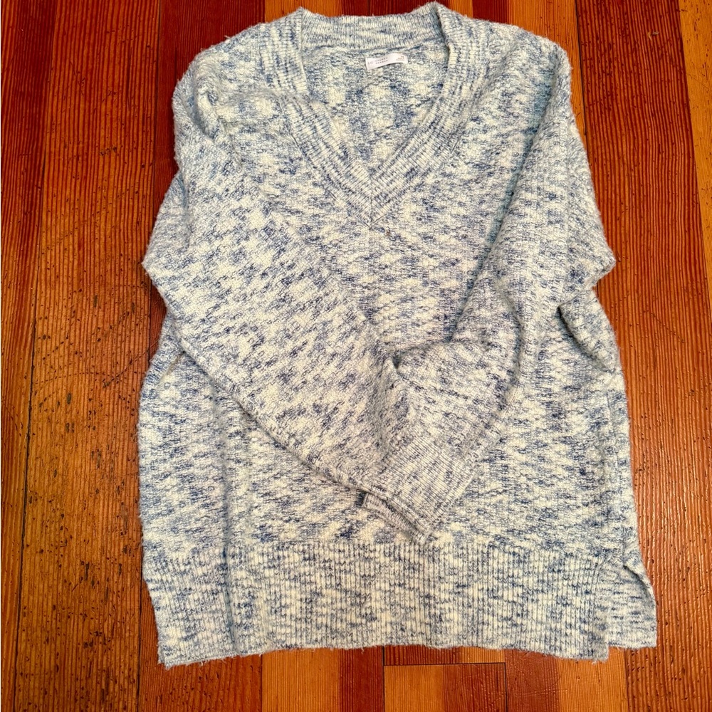 Blue and White Chunky Knit Sweater